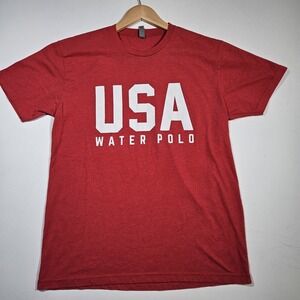 Next Level USA Water Polo Shirt Mens Large Red Heather Graphic Tee Olympic Sport
